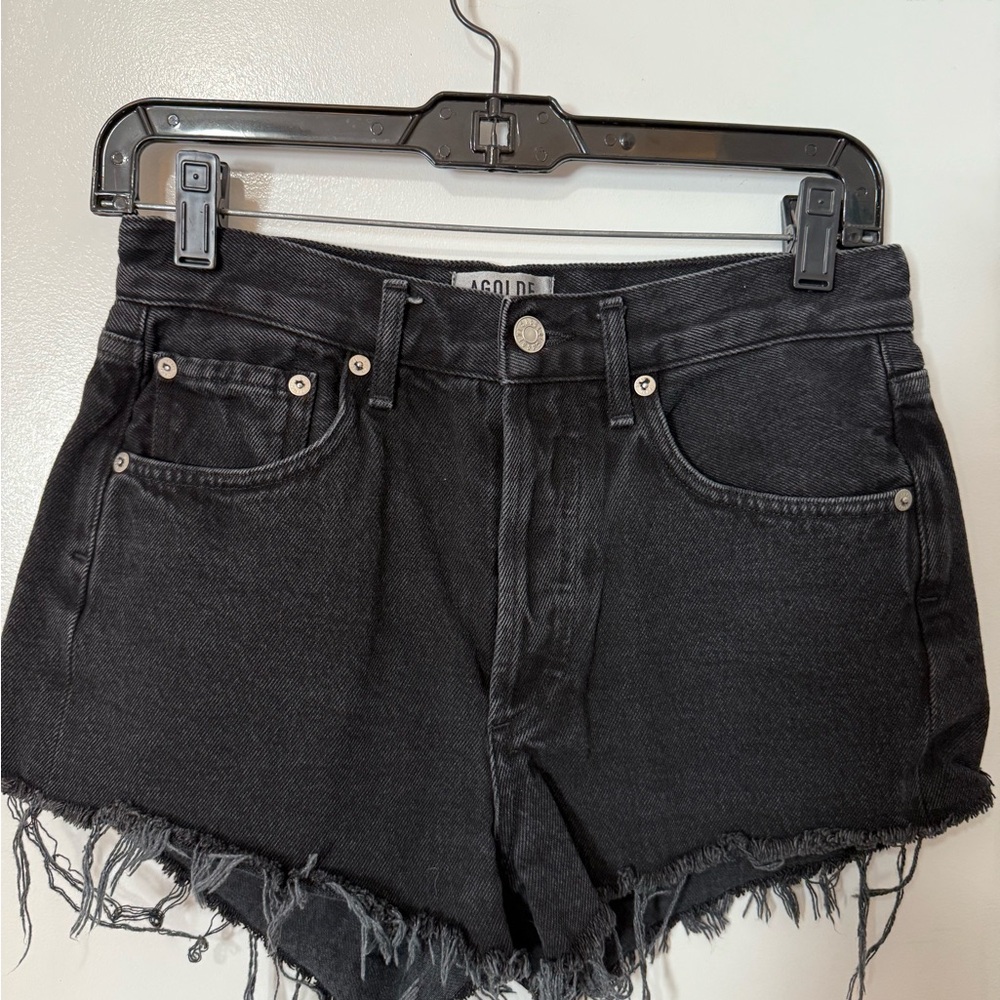 Agolde Black Jean Shorts High-Waisted Distressed